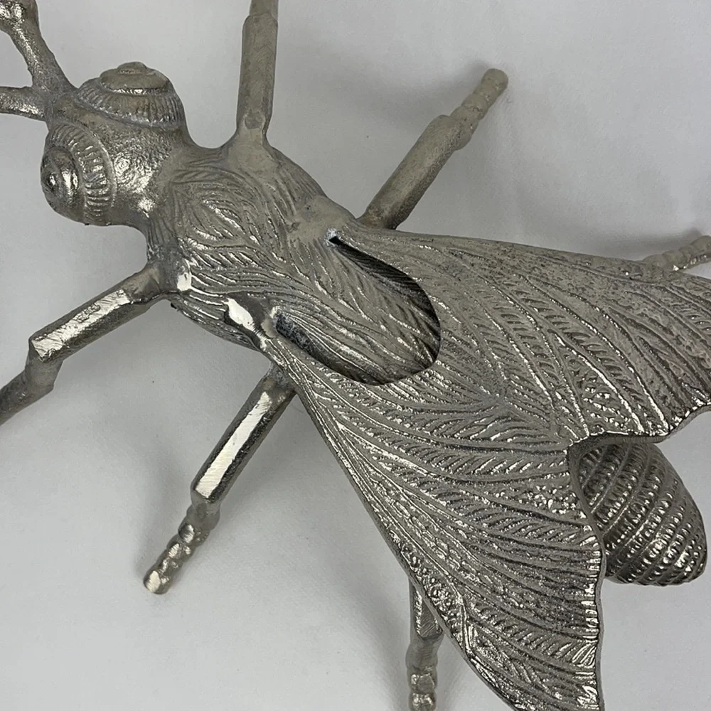 Large Decorative Silver Metal Winged Insect